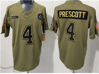 Dallas Cowboys #4 Dak Prescott Olive 2025 Salute To Service Limited Jersey