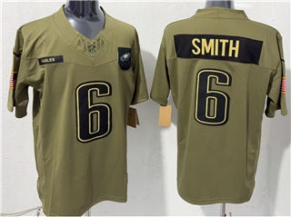 Philadelphia Eagles #6 DeVonta Smith Olive 2025 Salute To Service Limited Jersey