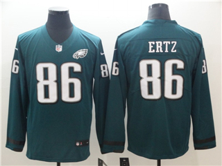 Philadelphia Eagles #86 Zach Ertz Green Therma Long Sleeve Jersey