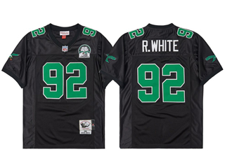 Philadelphia Eagles #92 Reggie White 1992 Throwback Black Jersey