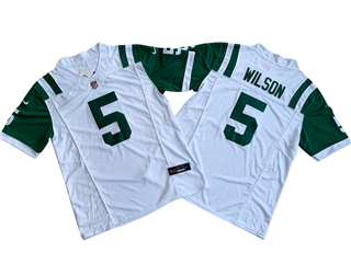 New York Jets #5 Garrett Wilson White Classic Vapor F.U.S.E. Limited Jersey
