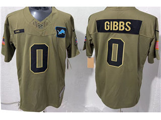 Detroit Lions #0 Jahmyr Gibbs Olive 2025 Salute To Service Limited Jersey