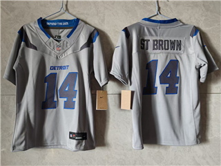 Detroit Lions #14 Amon-Ra St. Brown Youth 2026 Gray Rivalries Vapor F.U.S.E. Limited Jersey