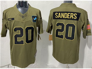 Detroit Lions #20 Barry Sanders Olive 2025 Salute To Service Limited Jersey