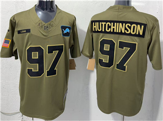 Detroit Lions #97 Aidan Hutchinson Olive 2025 Salute To Service Limited Jersey