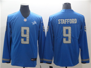 Detroit Lions #9 Matthew Stafford Blue Therma Long Sleeve Jersey