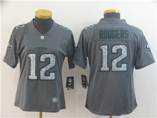 Green Bay Packers #12 Aaron Rodgers Women's Gray Camo Limited Jersey