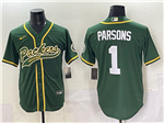 Green Bay Packers #1 Micah Parsons Jordan Love Green Baseball Cool Base Jersey