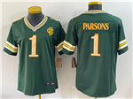 Green Bay Packers #1 Micah Parsons Women's 2026 Green Rivalries Vapor Limited Jersey