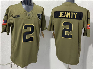 Las Vegas Raiders #2 shton Jeanty Olive 2025 Salute To Service Limited Jersey