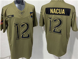 Los Angeles Rams #12 Puka Nacua Olive 2025 Salute To Service Limited Jersey