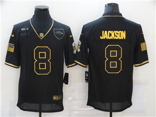 Baltimore Ravens #8 Lamar Jackson 2020 Black Gold Salute To Service Limited Jersey