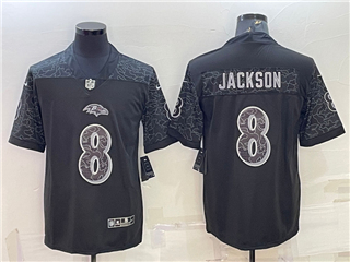 Baltimore Ravens #8 Lamar Jackson Black RFLCTV Limited Jersey