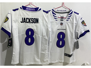 Baltimore Ravens #8 Lamar Jackson Youth 2026 White Vapor Limited Jersey