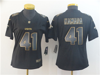 New Orleans Saints #41 Alvin Kamara Women's Black Gold Vapor Limited Jersey
