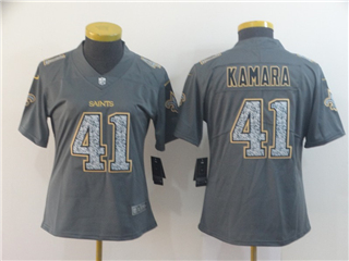 New Orleans Saints #41 Alvin Kamara Women's Gray Camo Limited Jersey