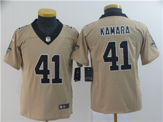 New Orleans Saints #41 Alvin Kamara Youth Gold Inverted Limited Jersey