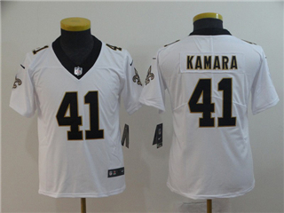 New Orleans Saints #41 Alvin Kamara Youth White Vapor Limited Jersey