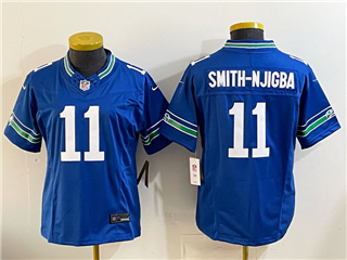Seattle Seahawks #11 Jaxon Smith-Njigba Women's Royal Throwback Vapor F.U.S.E. Limited Jersey