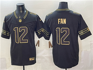 Seattle Seahawks #12 Fan Black Gold Vapor F.U.S.E. Limited Jersey