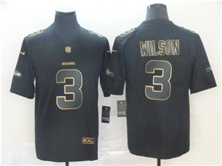 Seattle Seahawks #3 Russell Wilson Black Gold Vapor Limited Jersey