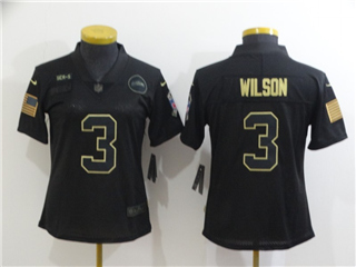 Seattle Seahawks #3 Russell Wilson 2020 Women's Black Salute To Service Limited Jersey