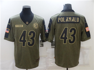 Pittsburgh Steelers #43 Troy Polamalu 2021 Olive Salute To Service Limited Jersey