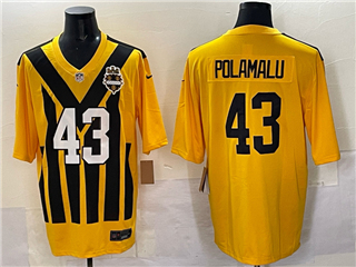 Pittsburgh Steelers #43 Troy Polamalu 1933 Throwback Gold Limited Jersey
