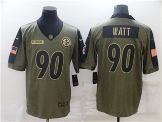 Pittsburgh Steelers #90 T.J. Watt 2021 Olive Salute To Service Limited Jersey