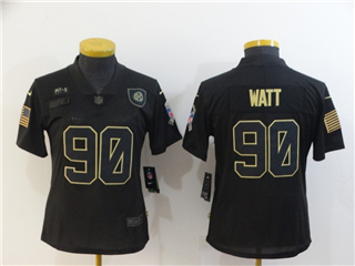 Pittsburgh Steelers #90 T.J. Watt 2020 Women's Black Salute To Service Limited Jersey