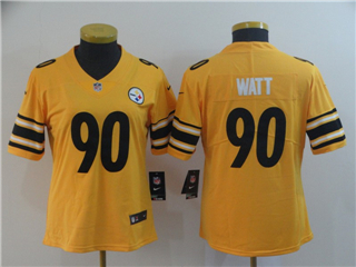 Pittsburgh Steelers #90 T.J. Watt Women's Gold Inverted Limited Jersey