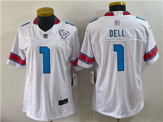 Houston Texans #1 Tank Dell Women's 2026 White Rivalries Vapor F.U.S.E. Limited Jersey