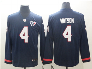 Houston Texans #4 Deshaun Watson Navy Therma Long Sleeve Jersey