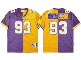 Minnesota Vikings #93 John Randle 1998 Throwback Split Purple/Gold Jersey