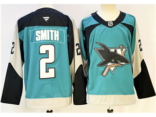 San Jose Sharks #2 Will Smith 2025-26 Throwback Teal Jersey