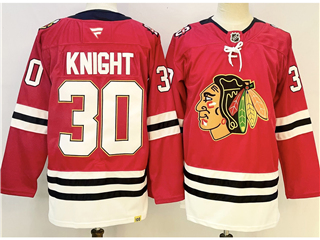 Chicago Blackhawks #30 Spencer Knight 2025 Red 100th Anniversary Jersey