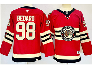 Chicago Blackhawks #98 Connor Bedard Youth Red 2025 Winter Classic Jersey