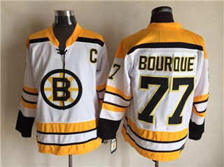 Boston Bruins #77 Ray Bourque Vintage CCM White Jersey