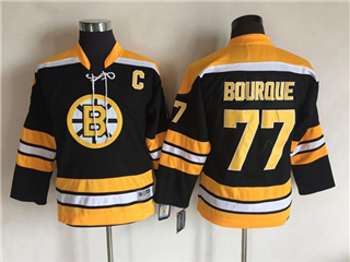 Boston Bruins #77 Ray Bourque Youth Vintage CCM Black Jersey