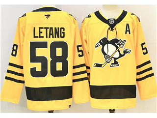 Pittsburgh Penguins #58 Kris Letang 2025-26 Third Gold Jersey
