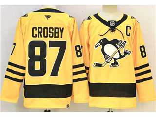Pittsburgh Penguins #87 Sidney Crosby 2025-26 Third Gold Jersey