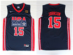 1992 Olympic Team USA #15 Magic Johnson Navy Jersey