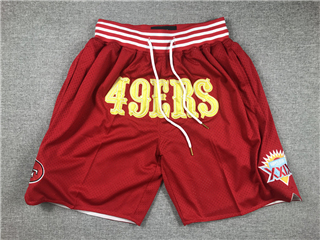 San Francisco 49ers Just Don "49ers" Super Bowl XXIX Red Football Shorts