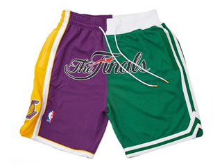2008 NBA Finals Lakers x Celtics Just Don Purple/Green Basketball Shorts