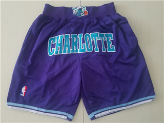Charlotte Hornets Just Don "Charlotte" Purple Basketball Shorts