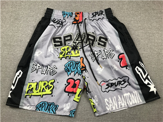 San Antonio Spurs "Spurs" Gray Graffiti Basketball Shorts