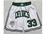 Boston Celtics "Celtics" #33 Larry Bird White Basketball Shorts