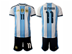 Argentina 2026 Home Blue/White Soccer Jersey with #11 di Maria Printing