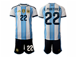 Argentina 2026 Home Blue/White Soccer Jersey with #22 L.Martinez Printing