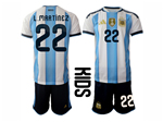 Argentina 2026 Youth Home Blue/White Soccer Jersey with #22 L.Martinez Printing